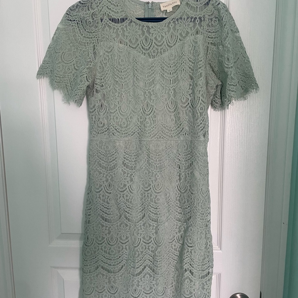 Vanilla Bay Lace Dress in Soft Green